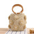 New Hand-carried Hand-woven Flower Pearl Bucket Straw Woven Bag 19*14*12cm