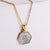 New Hexagon Pendant Inlaid Blue Shell Letter Stainless Steel Necklace