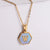 New Hexagon Pendant Inlaid Blue Shell Letter Stainless Steel Necklace