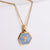 New Hexagon Pendant Inlaid Blue Shell Letter Stainless Steel Necklace