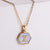 New Hexagon Pendant Inlaid Blue Shell Letter Stainless Steel Necklace