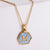 New Hexagon Pendant Inlaid Blue Shell Letter Stainless Steel Necklace