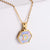 New Hexagon Pendant Inlaid Blue Shell Letter Stainless Steel Necklace