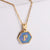 New Hexagon Pendant Inlaid Blue Shell Letter Stainless Steel Necklace