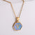 New Hexagon Pendant Inlaid Blue Shell Letter Stainless Steel Necklace