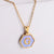 New Hexagon Pendant Inlaid Blue Shell Letter Stainless Steel Necklace