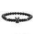 New Hot-selling 6mm Frosted Stone Crown Three-cut Round Leather Strap Beaded Copper Bracelet For Women