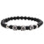 New Hot-selling 6mm Frosted Stone Crown Three-cut Round Leather Strap Beaded Copper Bracelet For Women