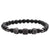 New Hot-selling 6mm Frosted Stone Crown Three-cut Round Leather Strap Beaded Copper Bracelet For Women