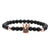 New Hot-selling 6mm Frosted Stone Crown Three-cut Round Leather Strap Beaded Copper Bracelet For Women