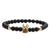 New Hot-selling 6mm Frosted Stone Crown Three-cut Round Leather Strap Beaded Copper Bracelet For Women