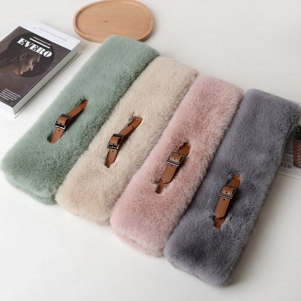 New Imitation Rex Rabbit Fur Plush Warm Winter Scarf Scarf Fashion Straight Scarf Autumn And Winter Temperament Collar Net Red