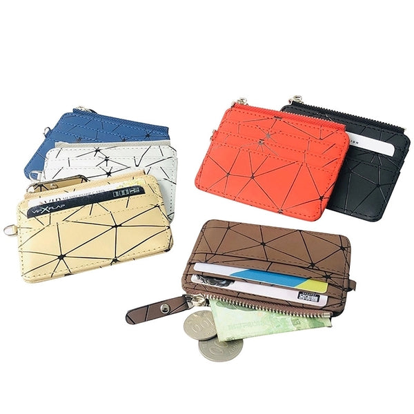 New Korean Fashion Coin Wallet Purse Checkered Coin Bag Zipper Wallet Multi-card Slot Short Card Bag