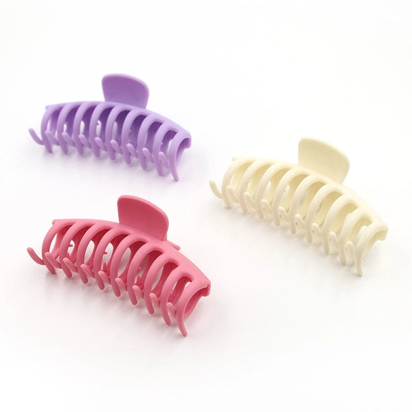 New Korean Style Simple Large Size Frosted Elastic Paint Keel Clip Back Head Shark Clip Grab Clip Hair Shower Hairpin