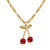 New Necklace Fashion Temperament Pomegranate Red Cherry Necklace Simple Wild Crystal Earrings Pendant Necklace Wholesale