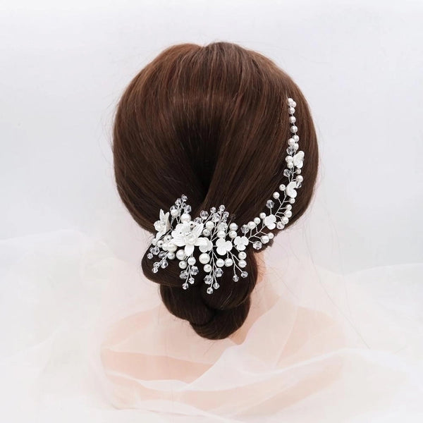 New Retro Bride Wedding Headdress Acrylic Flower Pearl Hair Band Wholesale