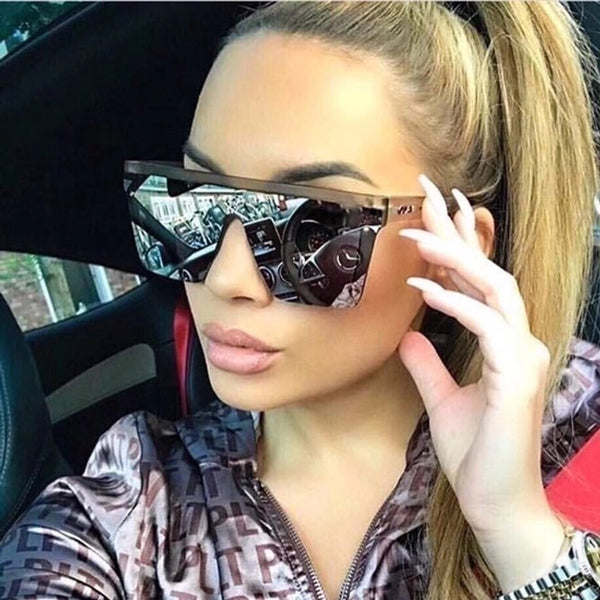 New Retro Trend Fashion Big Frame One-piece Sunglasses Square Sunglasses