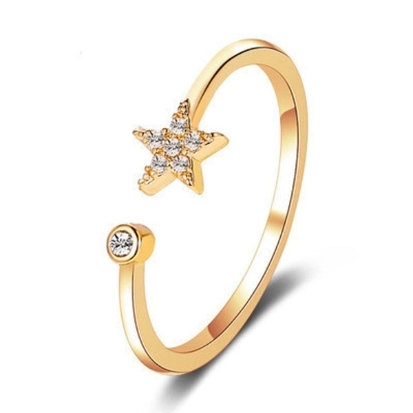 New Ring Simple Five-pointed Star Ring Personality Wild Diamond-set Star Opening Student Ring Wholesale