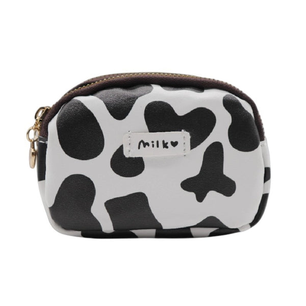 New Small Fresh Double Zipper Coin Purse Cute Cow Small Purse Creative Cartoon Mini Key Bag Silver Coin Bag