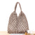 New Solid Color One-shoulder Woven Straw Cotton Rope Net Pocket Beach Bag 35*48cm