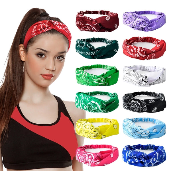 New Sports Men And Women Suitable Cashew Flower Sweat-absorbent Headband Hip Hop Polyester Fashion  Headscarf Wholesale