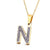 New Stainless Steel Full Diamond 26 English Letter Necklace Wholesale