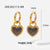 New Style 18k Gold Plated Heart-shaped Lock Inlaid Black White Zircon Pendant Stainless Steel Earrings