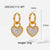 New Style 18k Gold Plated Heart-shaped Lock Inlaid Black White Zircon Pendant Stainless Steel Earrings