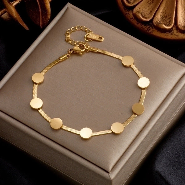 Minimalist 304 Stainless Steel 18K Gold Plated No Inlaid Bracelets In Bulk