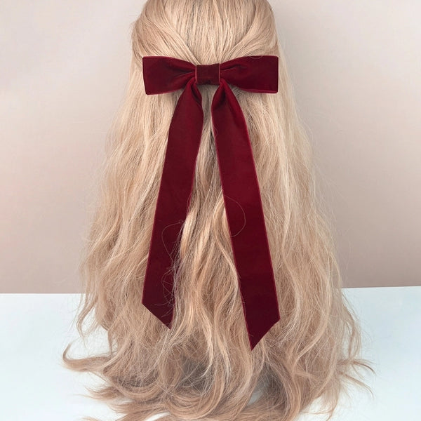 New Velvet Bow Ribbon Hairpin Women's Fashion  Back Clip Simple High-grade Temperament Hair Accessories