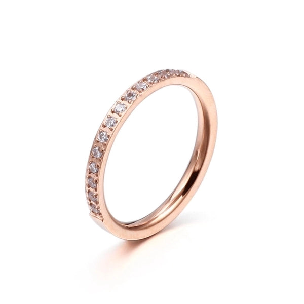 New Wholesale Korean Simple Fashion Single Row Zircon Creative Jewelry Stainless Steel Ring