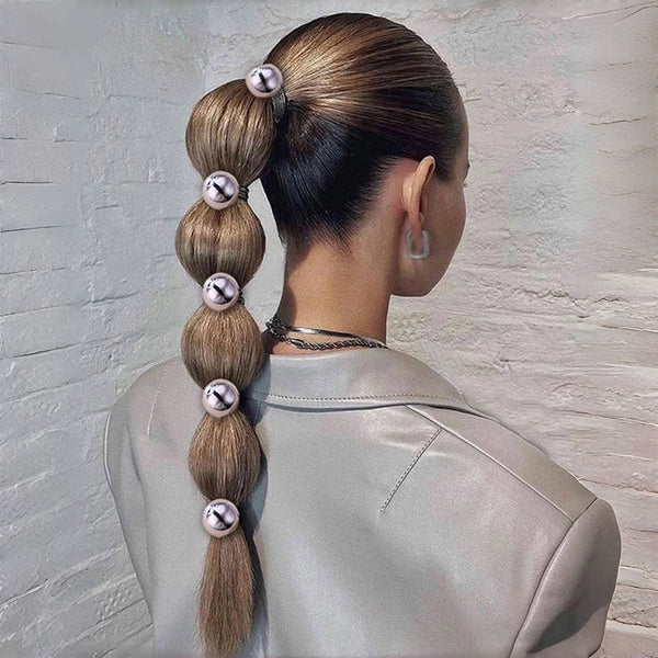 New Women's Bright Silver Ball High Elastic Rubber Band Hair Band Fashion  Braid Does Not Hurt Hair Female Accessories