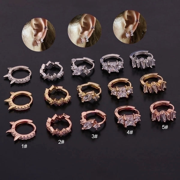 Ear Cartilage Rings & Studs Geometric Copper Inlaid Zircon