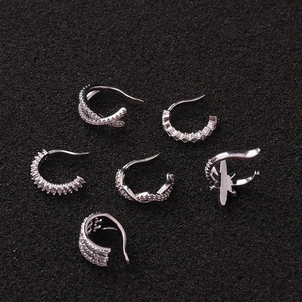 New Zircon U-shaped Ear Clip Creative Earless Earrings Personality Cartilage Piercing Earrings Foreign Trade Ornament