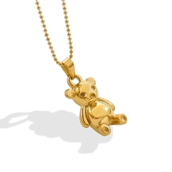 Niche Light Luxury Bear Necklace Titanium Steel Plated 18k Gold Trendy Jewelry Wholesale