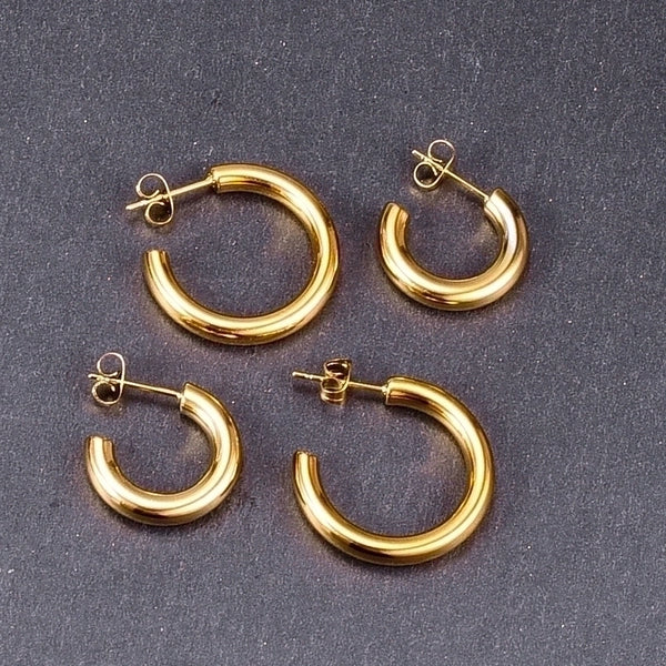 Jewelry Wholesale Fashion C-shaped Titanium Steel Golden Earrings