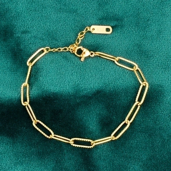 Simple 18k Gold Short Embossed Bracelet Wholesale Jewelry