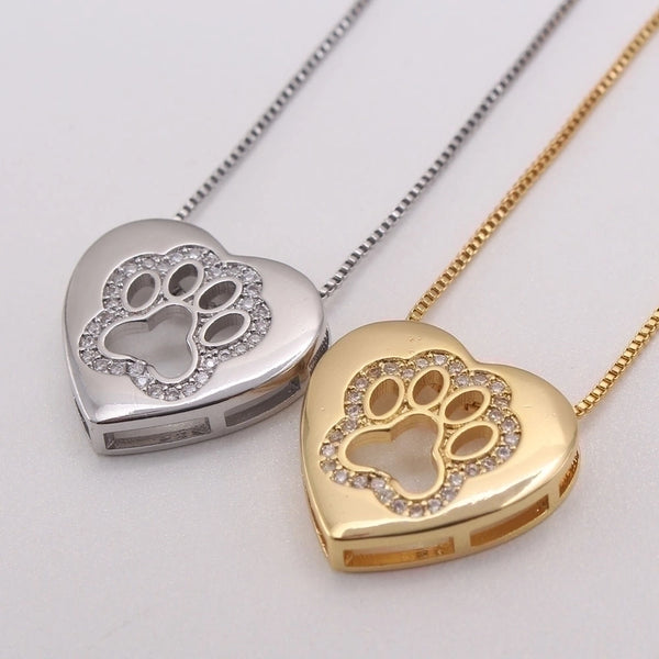 Simple Inlaid Zircon Heart-shaped Cat Claw Necklace Wholesale Jewelry