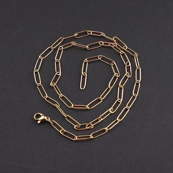 Simple Stainless Steel Oval Chain Bracelet Necklace Jewelry Wholesale