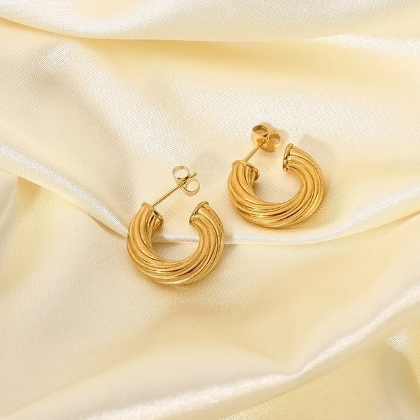 Wholesale Jewelry Fashion 18k Gold-plated Stainless Steel Twisted Earrings