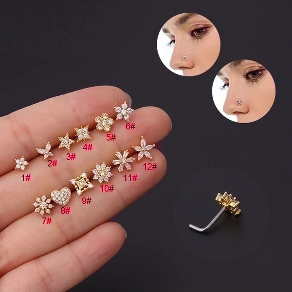 Nose Rings & Studs Fashion Flower 316L Stainless Steel  Copper Plating