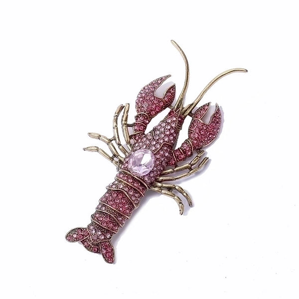 Novelty Pin Lobster Alloy Plating Inlay Artificial Gemstones Unisex Brooches