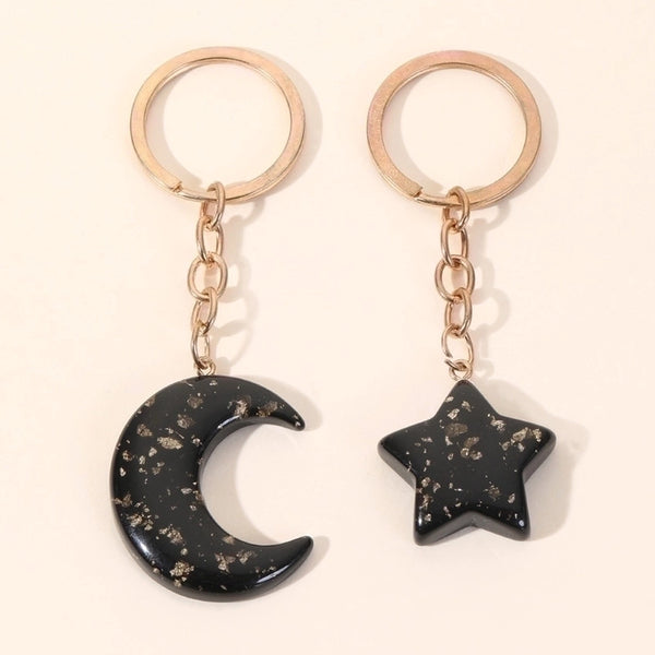 Novelty Star Moon Arylic Metal Unisex Bag Pendant Keychain