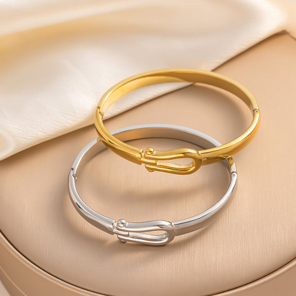 Ellipse Stainless Steel 18K Gold Plated Bangles