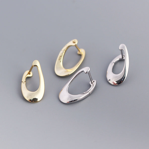 925 Sterling Silver Fashion Circle Geometric Silver Electroplating Stud Earrings