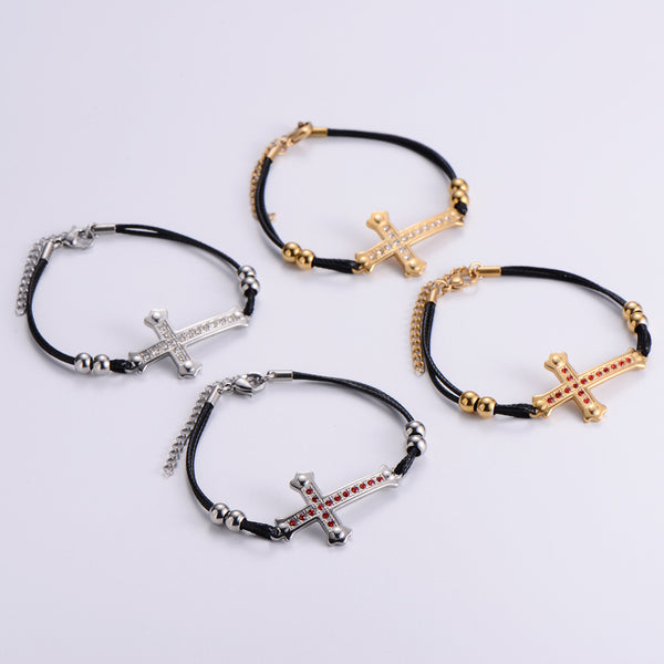 Women Stripe Metal Heart Titanium Steel Bracelets