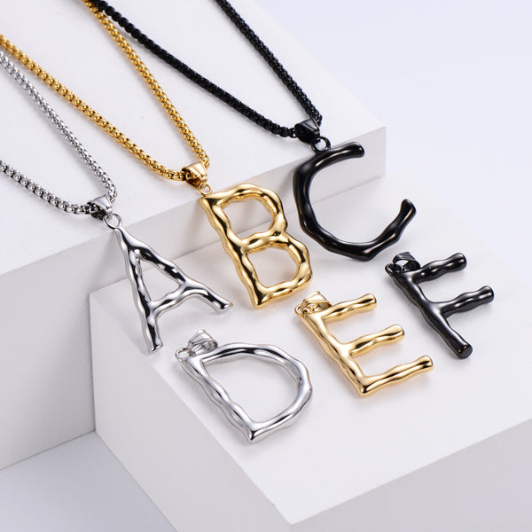 Unisex Metal Retro Vintage Number Text Letter Stainless Steel Polishing Pendants