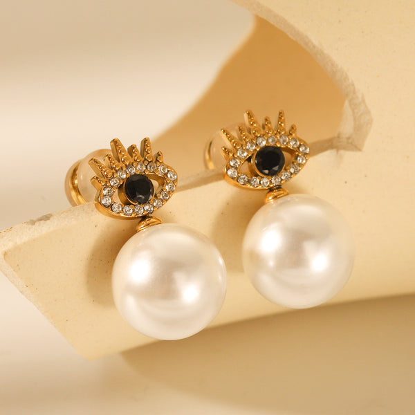 IG Style Pearl Geometric Stainless Steel Electroplating Earrings