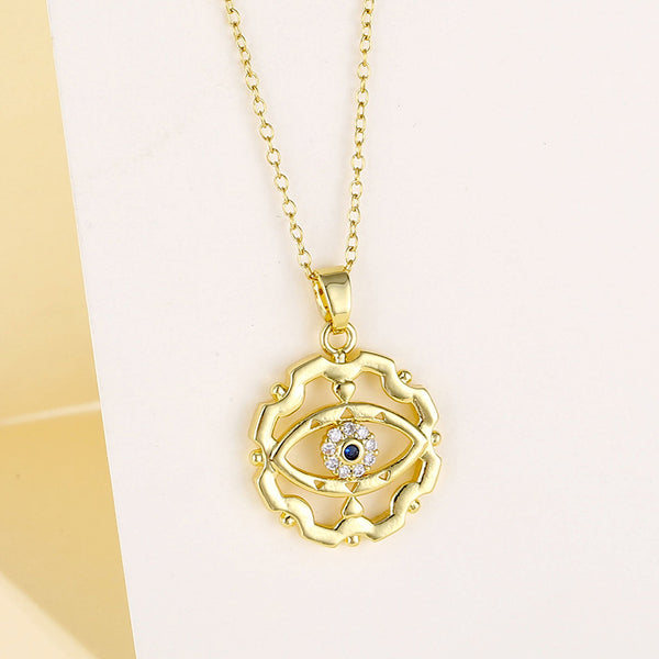 Women Minimalist Geometric Metal Eye Stainless Steel Electroplating Necklaces