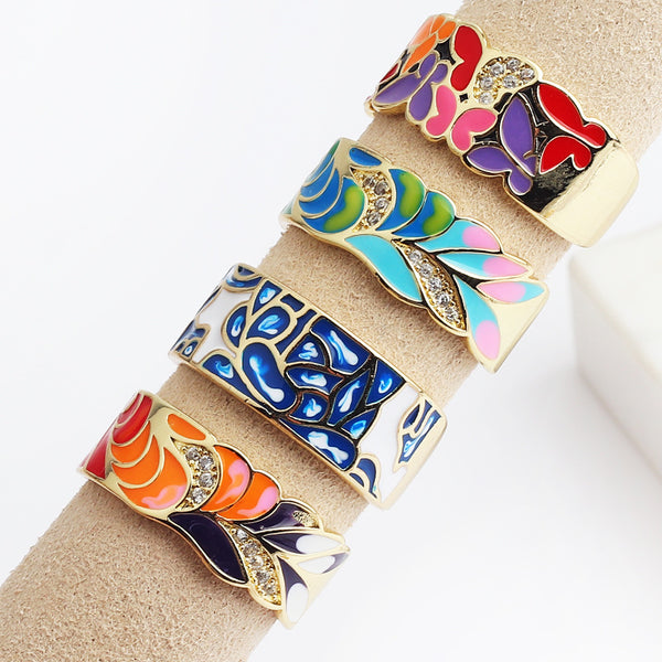 Women Flower Geometric Rings